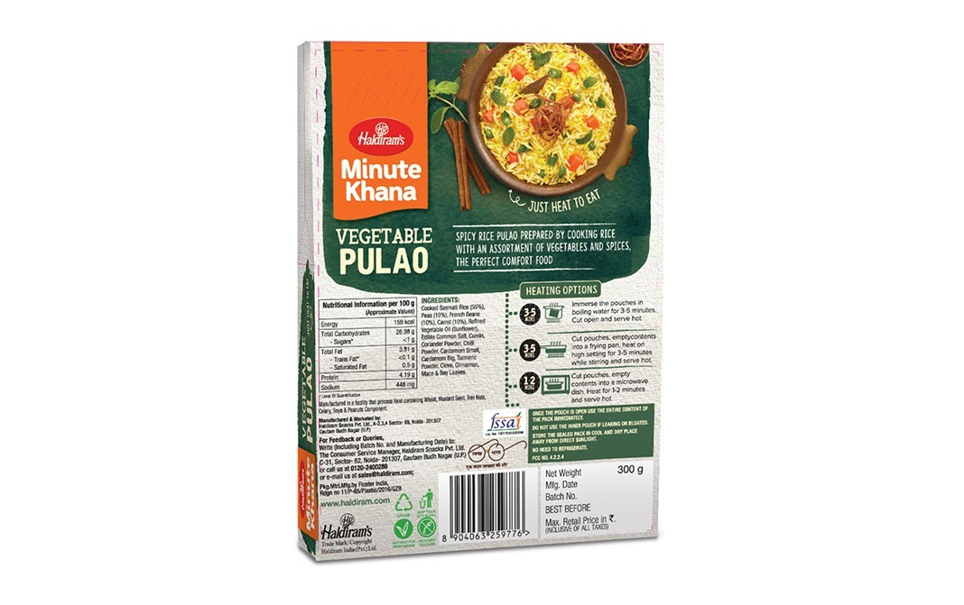 Haldiram's Minute Khana Vegetable Pulao   Box  300 grams